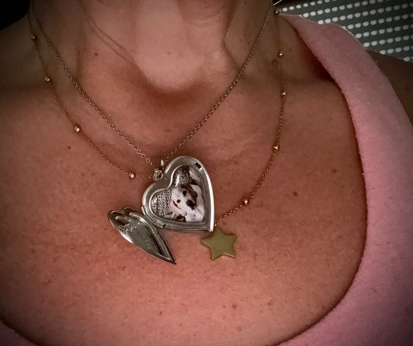 Customer photo review of Collana con Foto custodita nel Cuore e Dedica Personalizzata