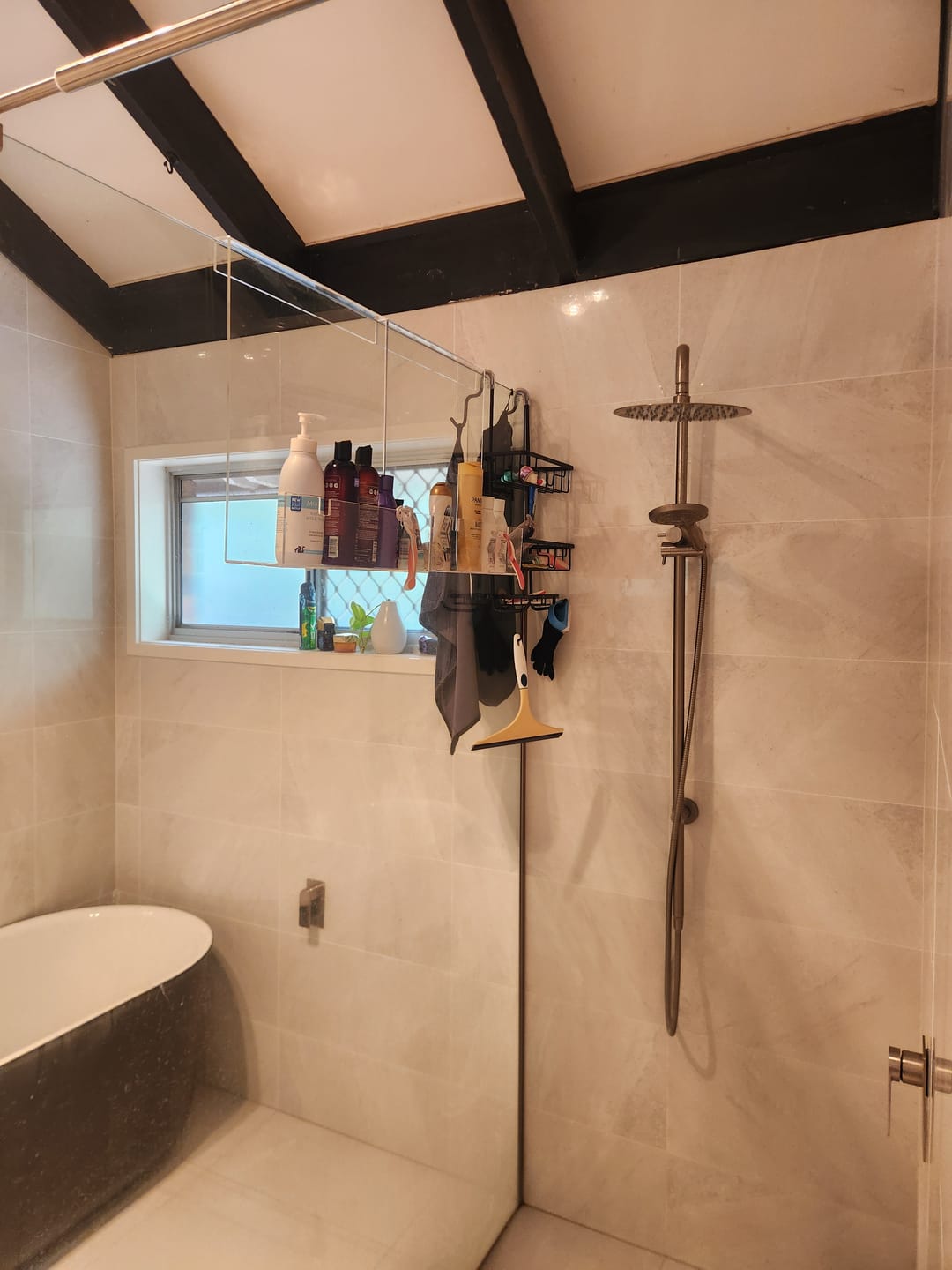 Customer photo review of Clear Acrylic Shower Shelf