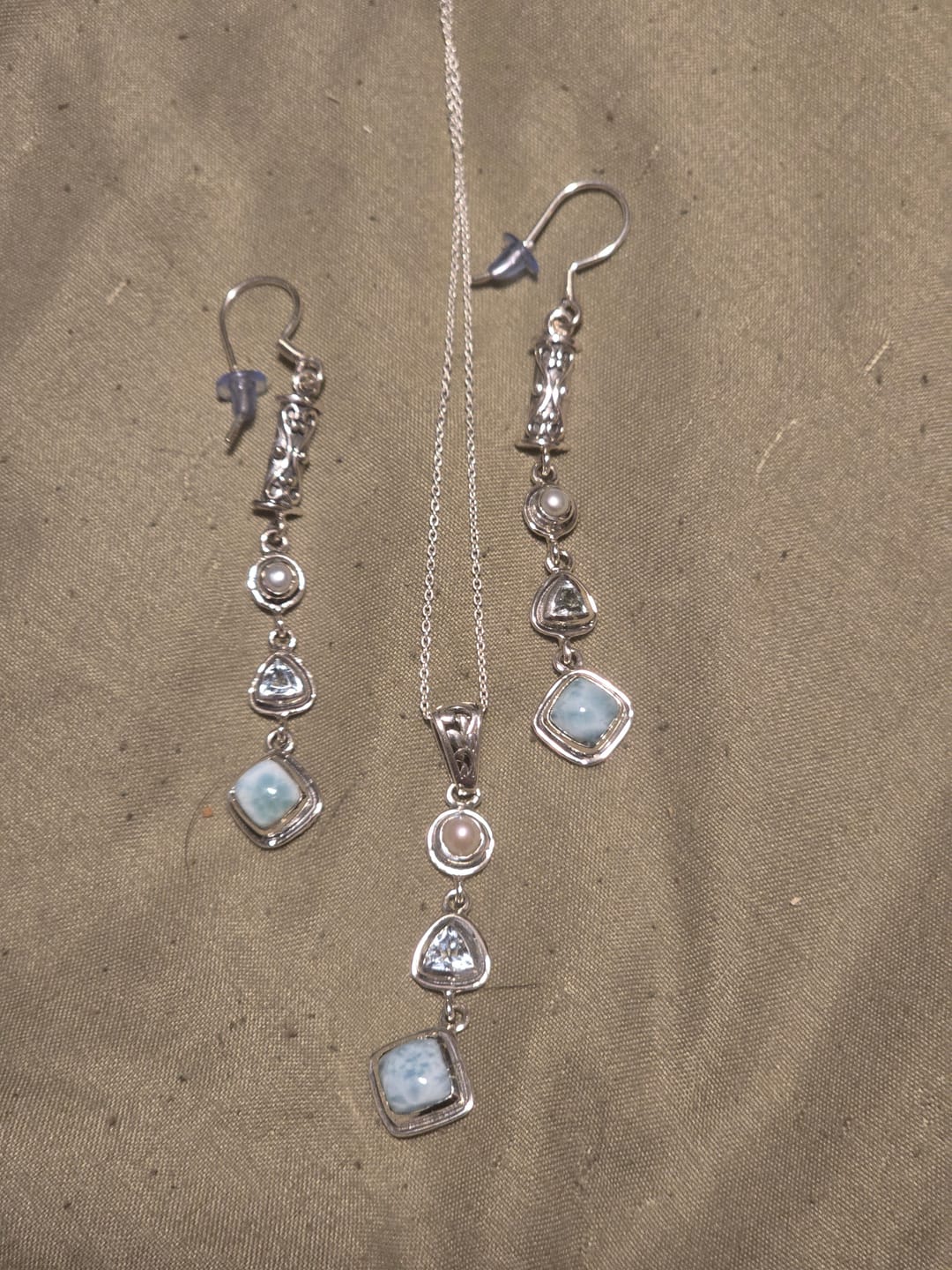 Customer photo review of Silver Larimar Set
