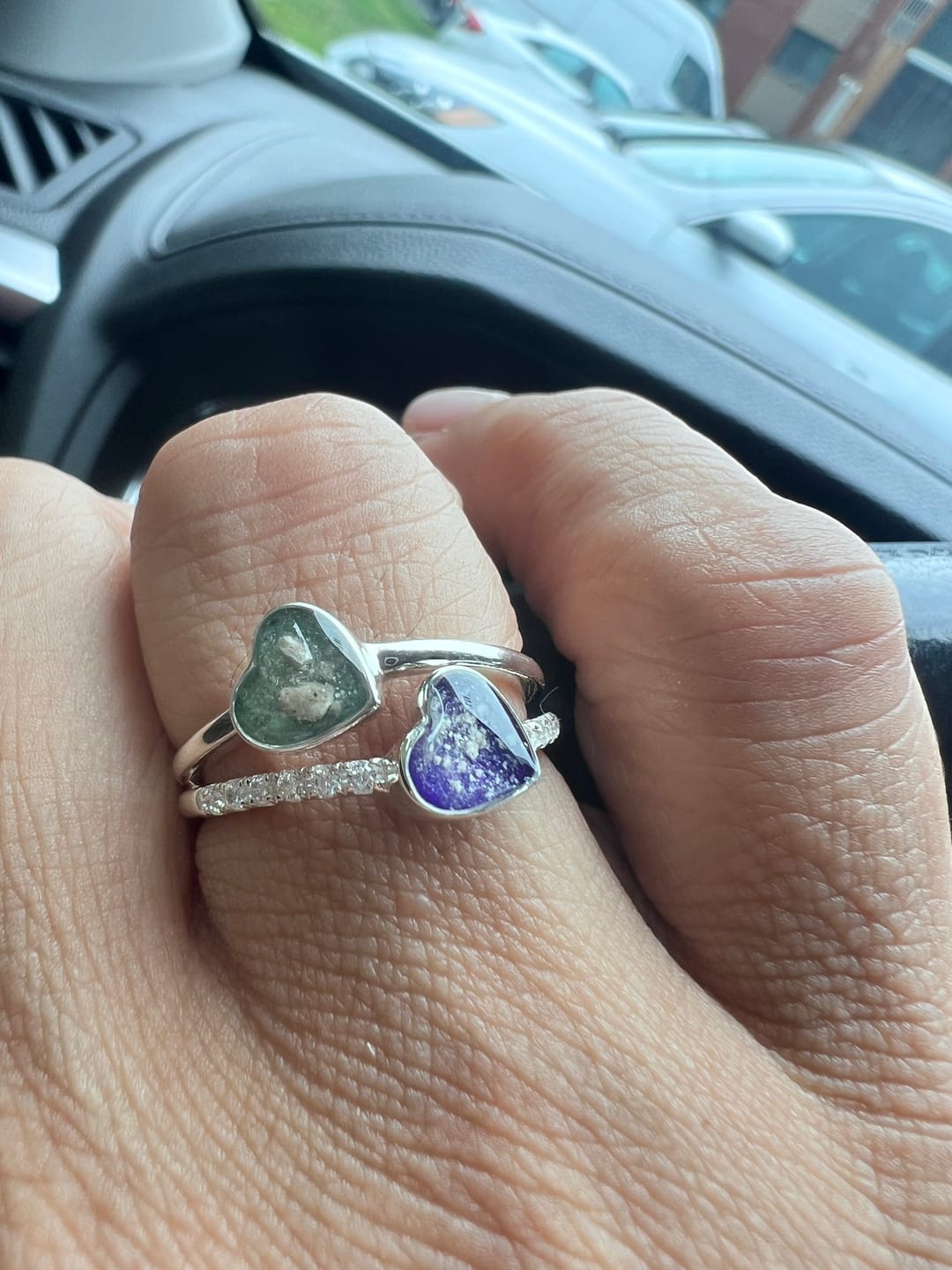 Customer photo review of Double Heart Cremation Ring