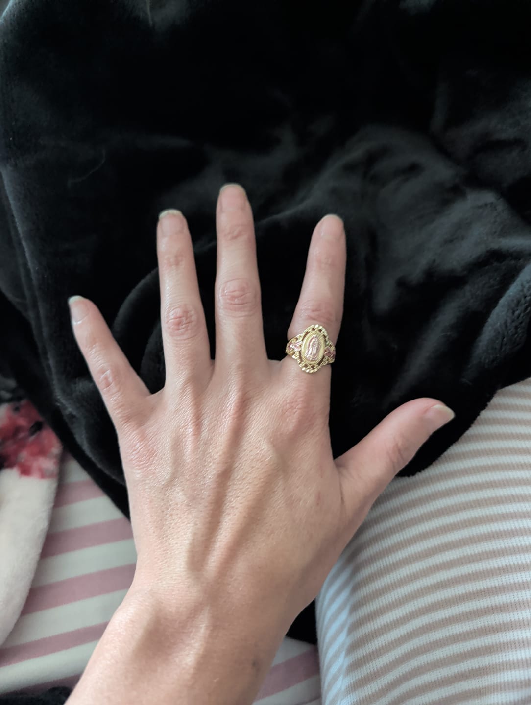 Customer photo review of FREE Today: Our Lady of Guadalupe Enameled Devotional Ring with Floral Accents: A Symbol of Marian Grace & Divine Protection