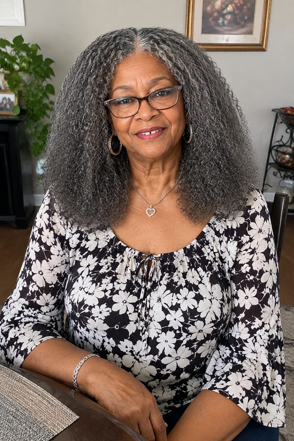 Customer photo review of Luvwin 5x5 Closure Salt & Pepper Burmese Curly Glueless Wig 100% Human Hair