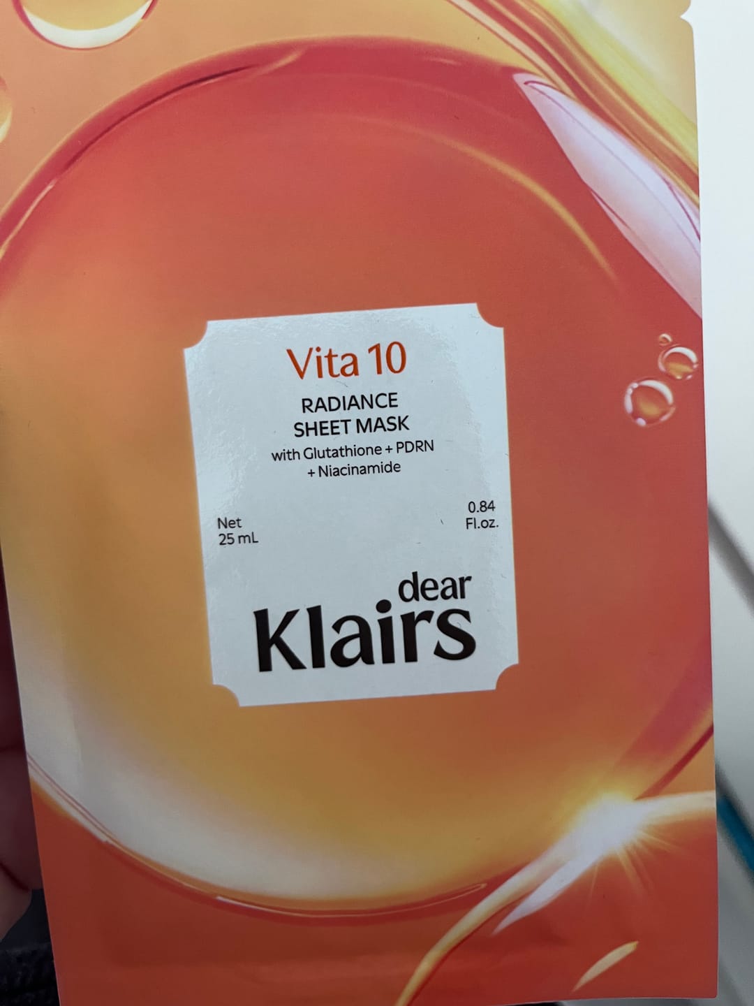 Customer photo review of Dear Klairs Vita 10 Radiance Sheet Mask