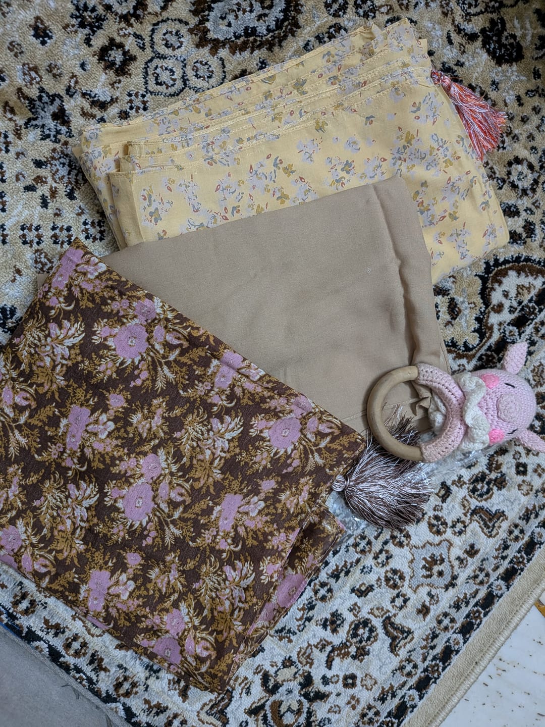 Customer photo review of Brown Pink Flora Print Modal Hijab