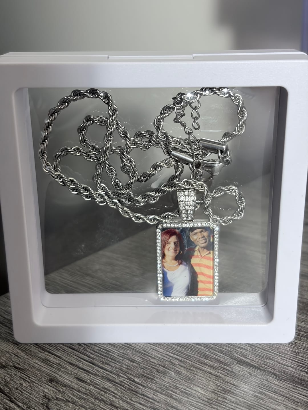 Customer photo review of Iced Photo Pendant w/ Rope Chain