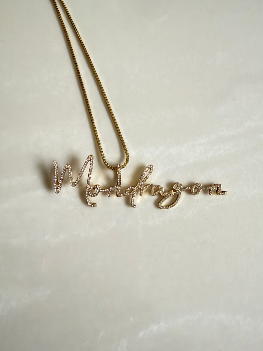Customer photo review of Luxe Crystal Custom Pendant Necklace