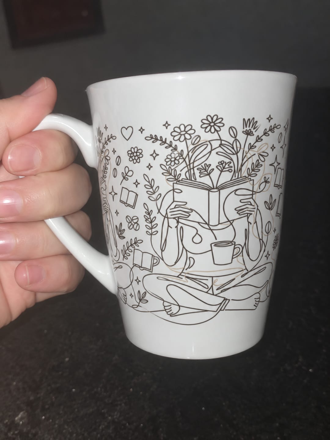 Customer photo review of Lost in the Pages Latte Mug