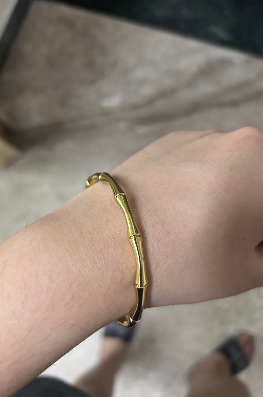 Customer photo review of 18K Gold Plated Bamboo Node Cuff Bangle for You