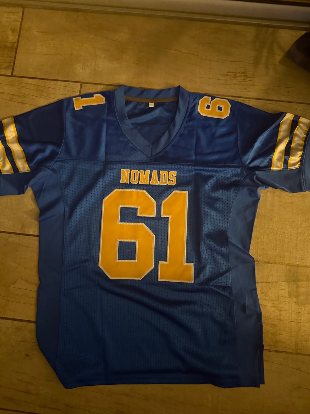 Customer photo review of Custom Royal Gold-White Classic Style Mesh Authentic Football Jersey