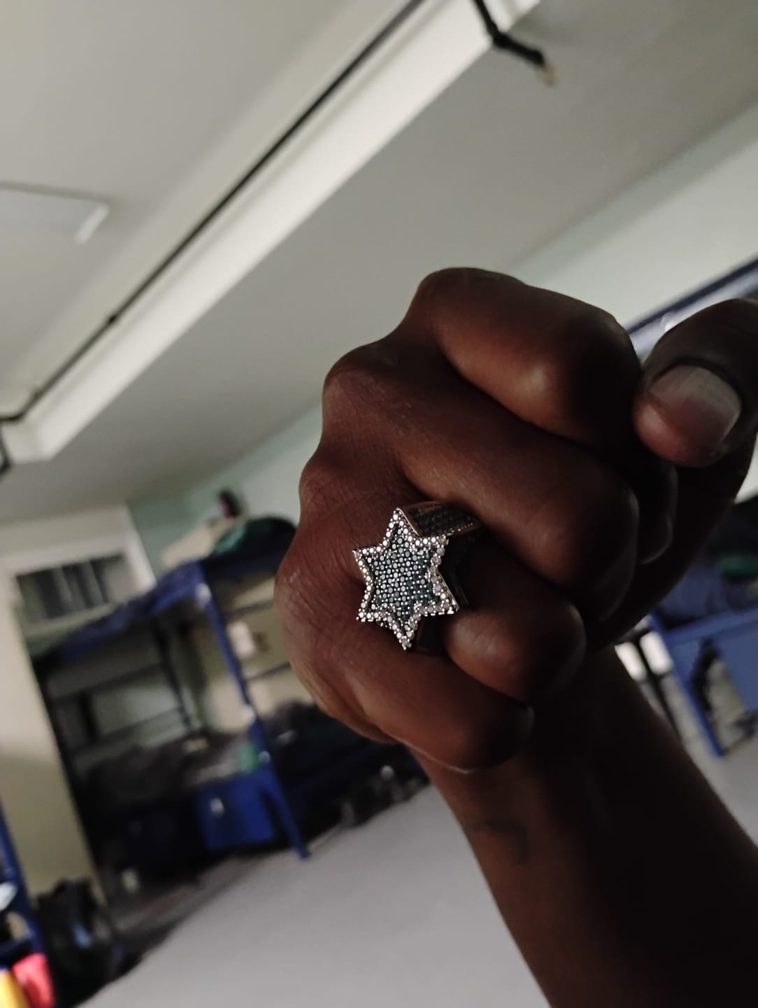 Customer photo review of Blue Iced Star Ring - White Gold
