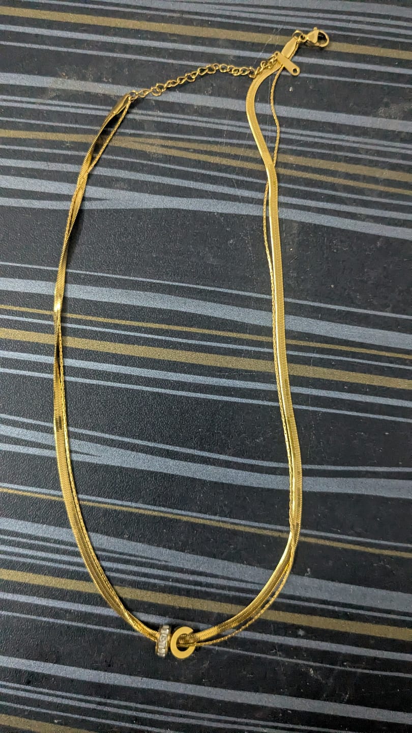 Customer photo review of Gilded Rings Layered Necklace