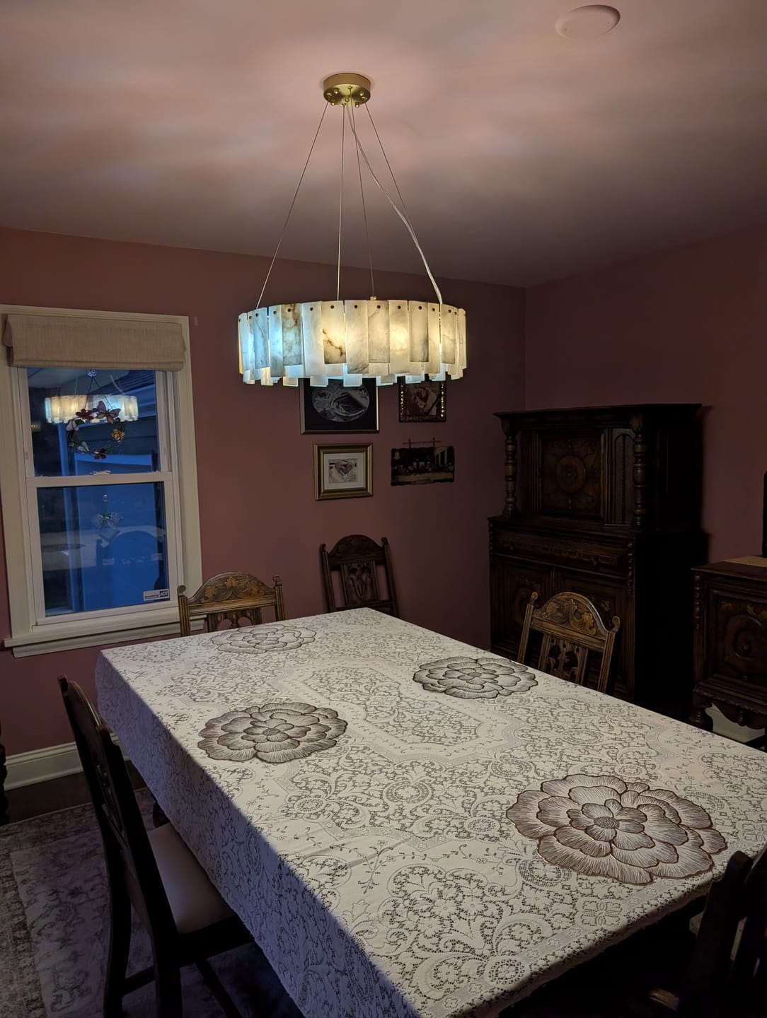 Customer photo review of Contemporary Alabaster Circular Chandelier for Living Room