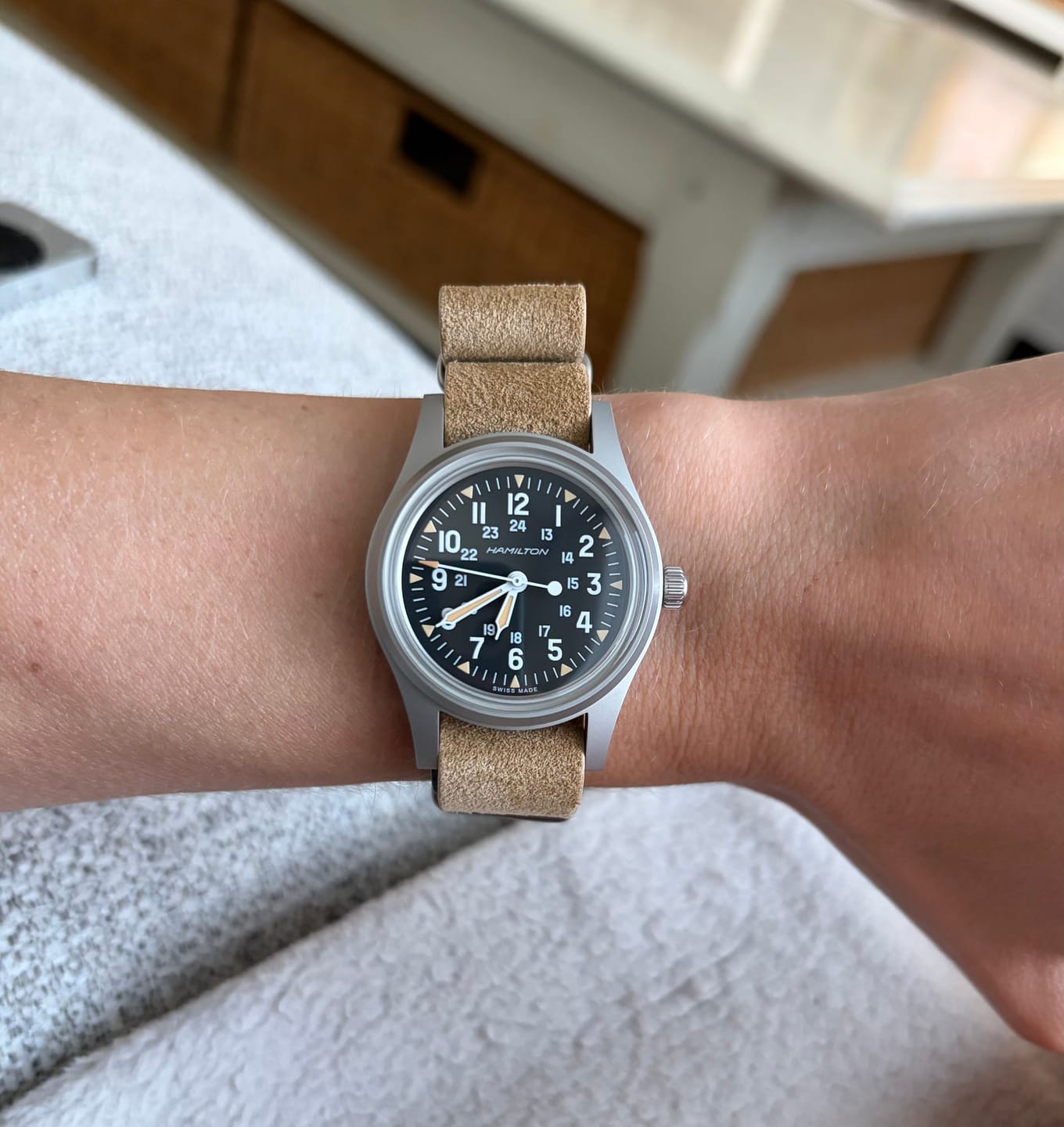 Customer photo review of Sandstone Suede Single-Piece