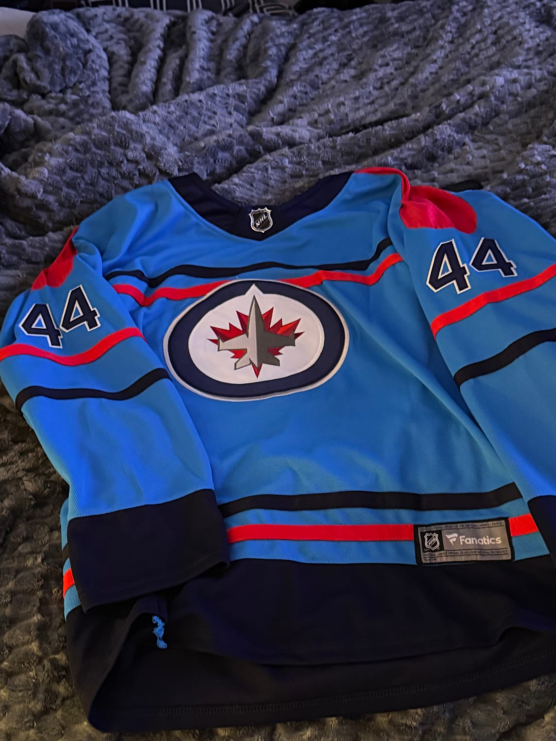 Customer photo review of Men's Winnipeg Jets Light Blue Anniversary Premier Breakaway Blank Jersey1