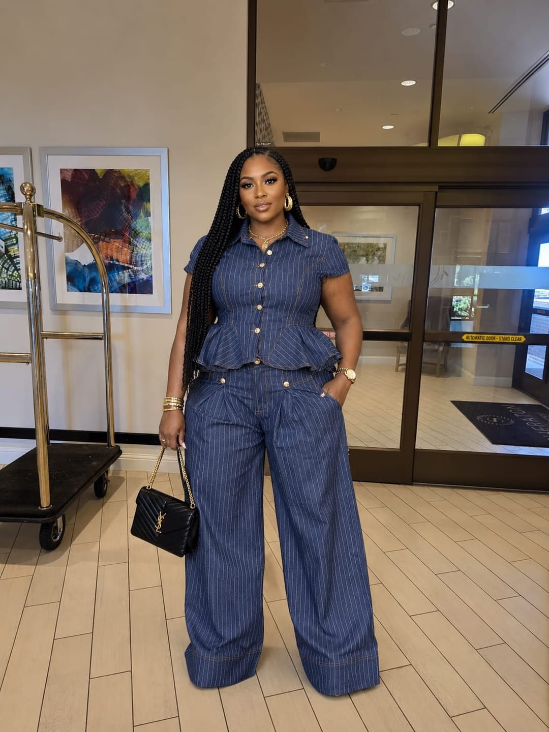 Customer photo review of Odelia Pinstripe Pants Set