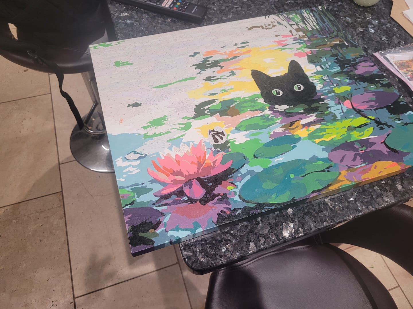 Customer photo review of A Water lilies cat | Paint by Number