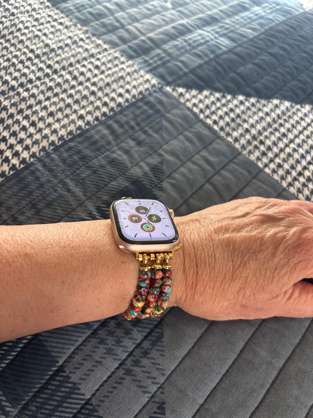 Customer photo review of Kaleidoscope Boho Stretch Apple Watch Strap