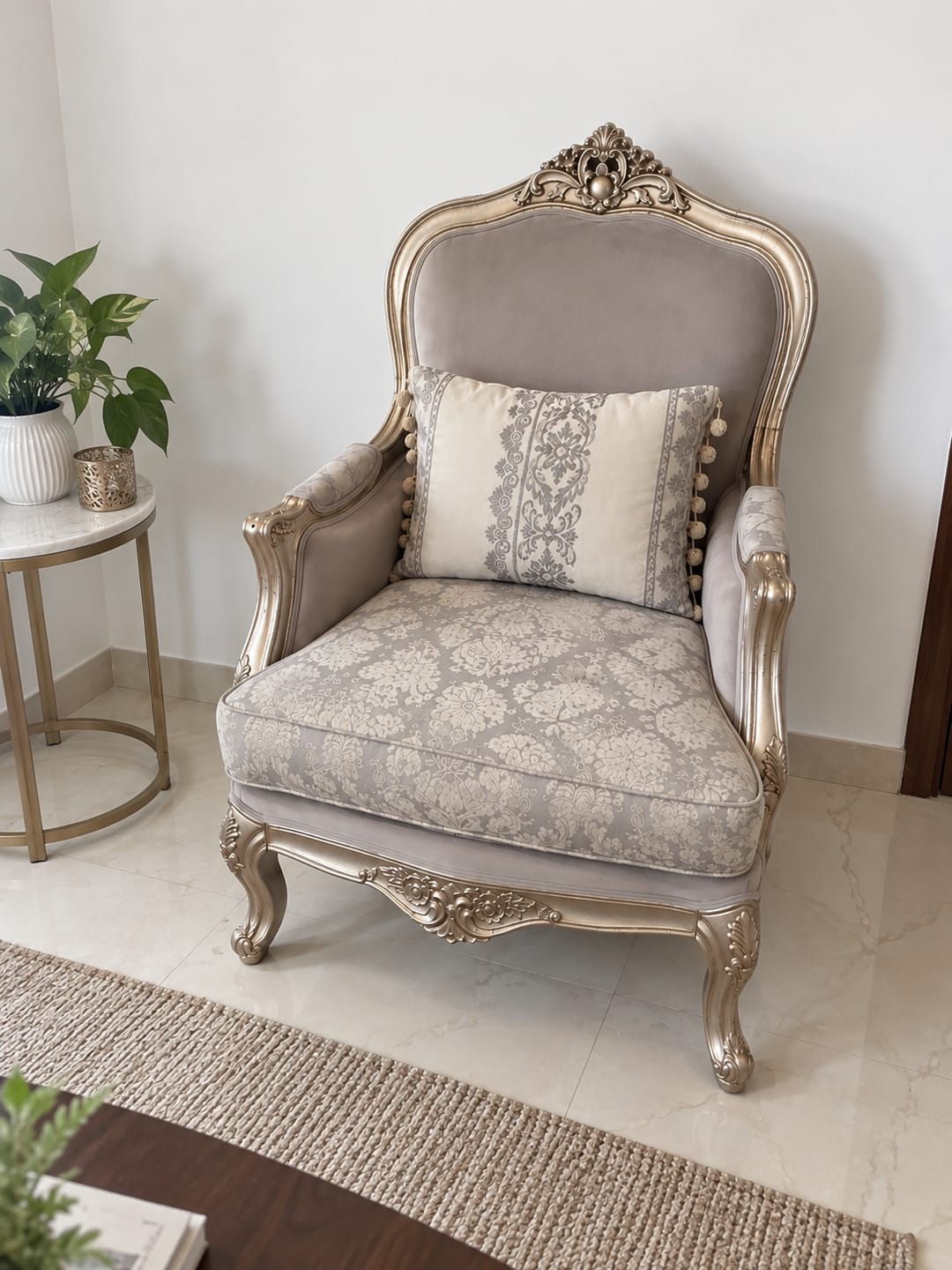 Customer photo review of Ouch Cart Upholstered Camel Back Accent Chair for Living Room