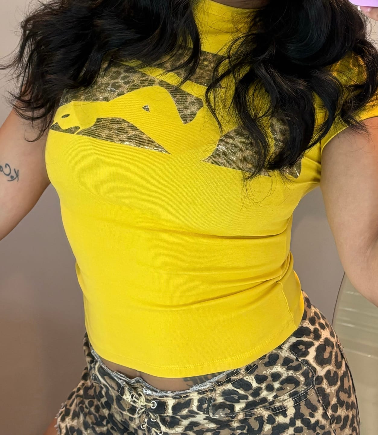 Customer photo review of Leopard Silhouette Baby Tee-568