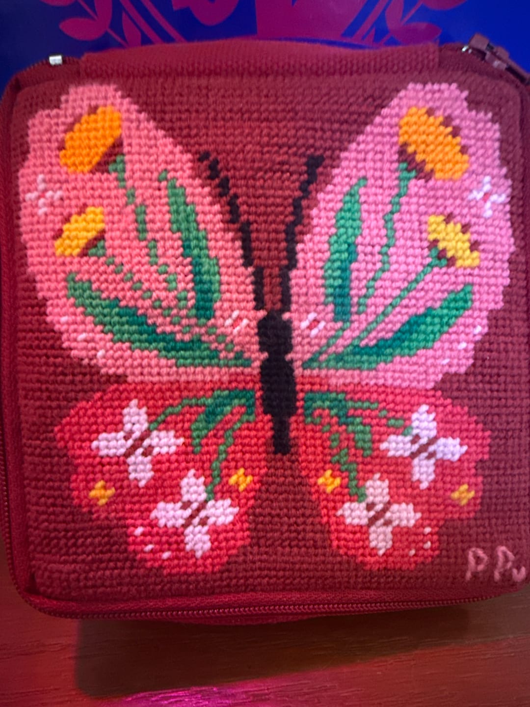 Customer photo review of Butterfly Bloom - Needlepoint Pouch Kit