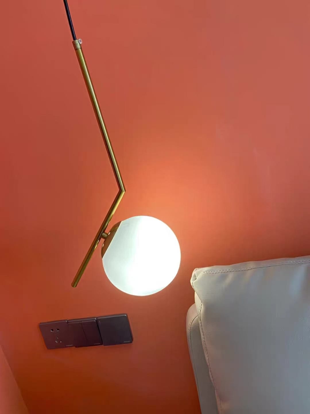 Customer photo review of Sloped Globe Glass Table Lamp