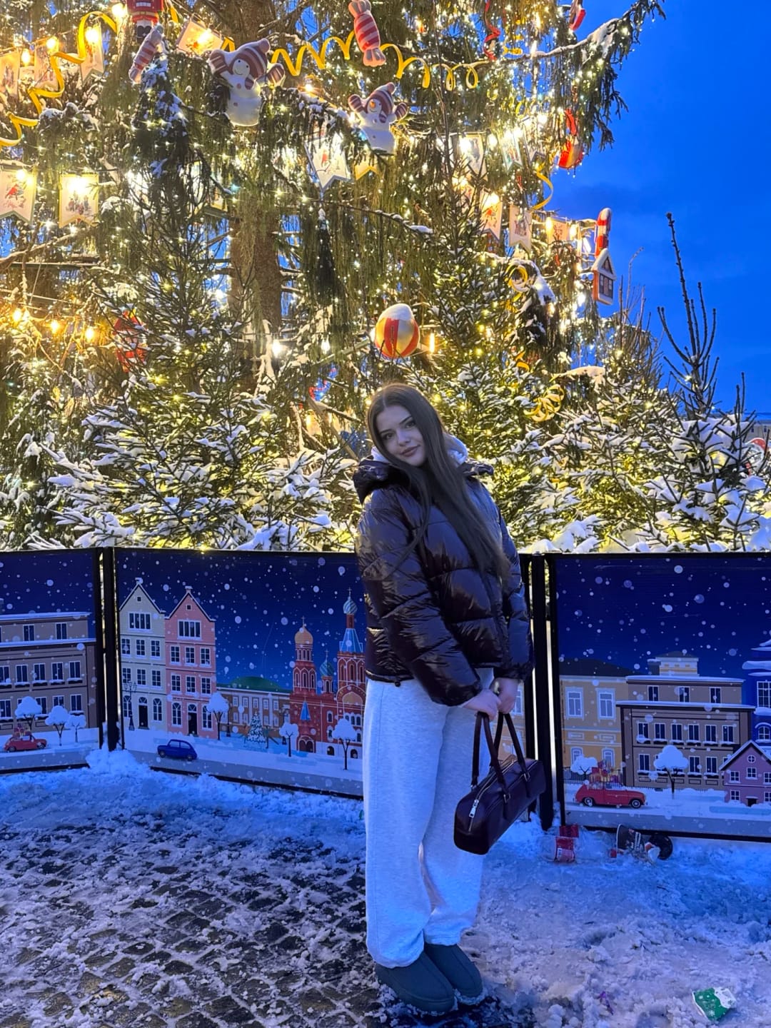 Customer photo review of Gina Hooded Glossy Puffer Jacket