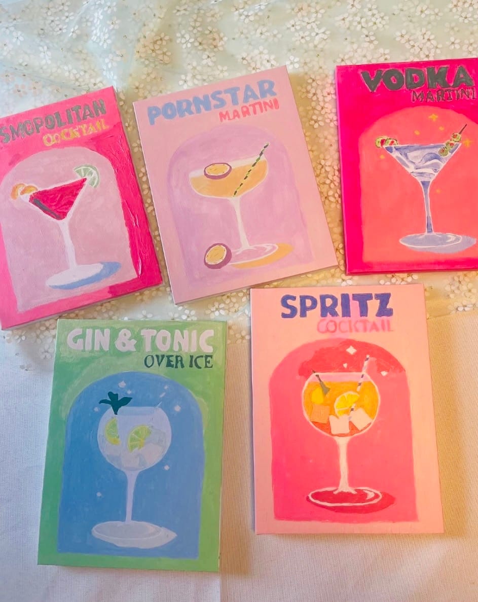 Customer photo review of 6 Mini Paintings - Colorful Cocktail Set