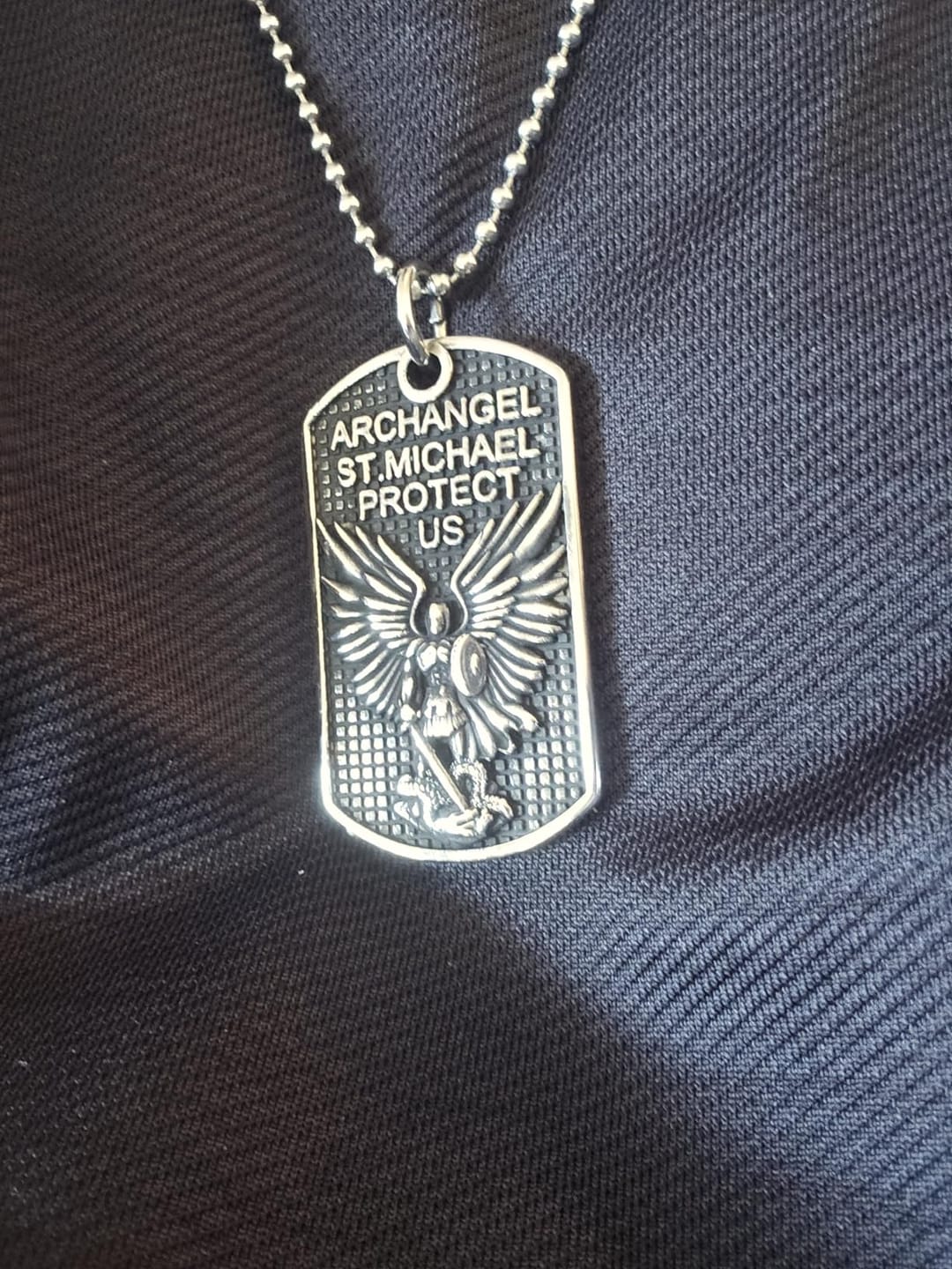 Customer photo review of Saint Michael Necklace