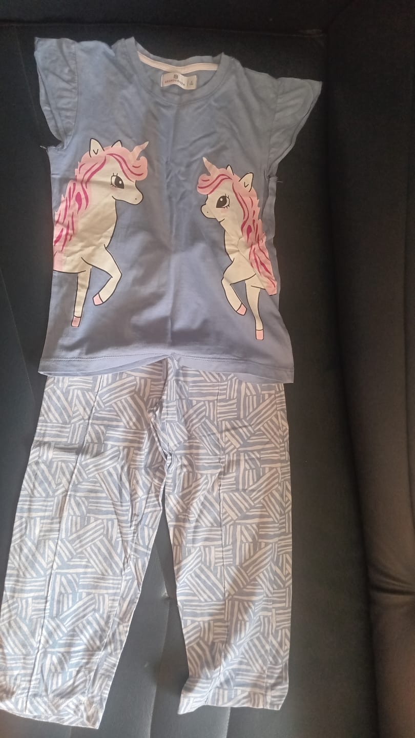 Customer photo review of Girls Premium Quality "Unicorn" Printed Summer Suit