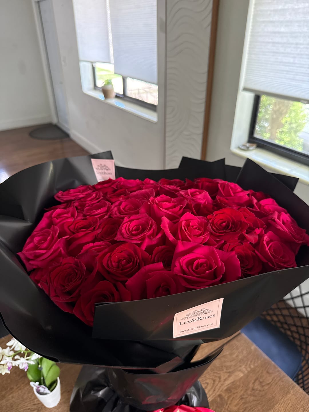 Customer photo review of Red & Hot Pink Rose Bouquet