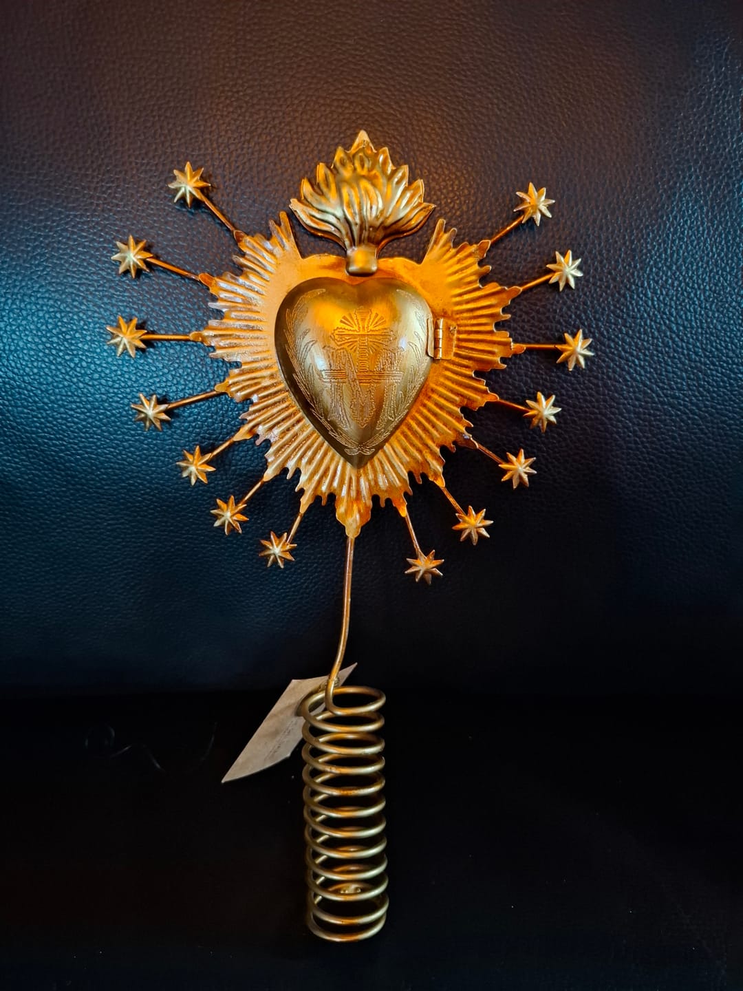 Customer photo review of Brass Sacred Heart Tree Topper