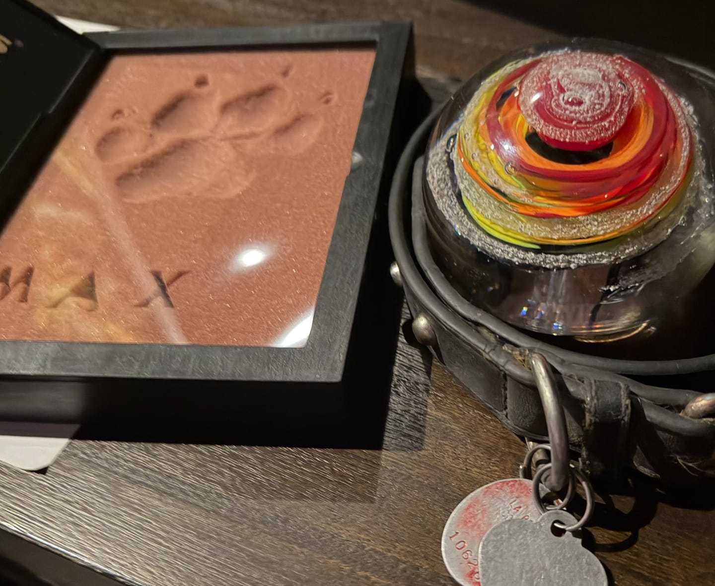 Customer photo review of Rainbow Bridge Swirl with Cremation Ash