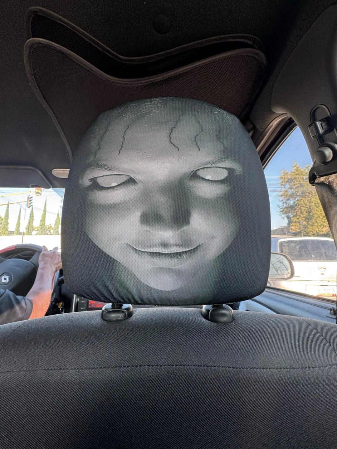 Customer photo review of SpookSeat™ Spooky Car Headrest Covers