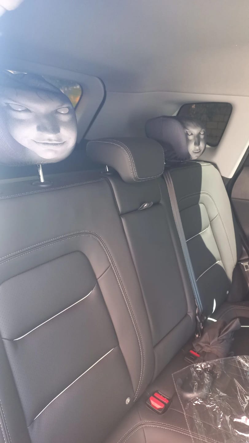 Customer photo review of SpookSeat™ Spooky Car Headrest Covers