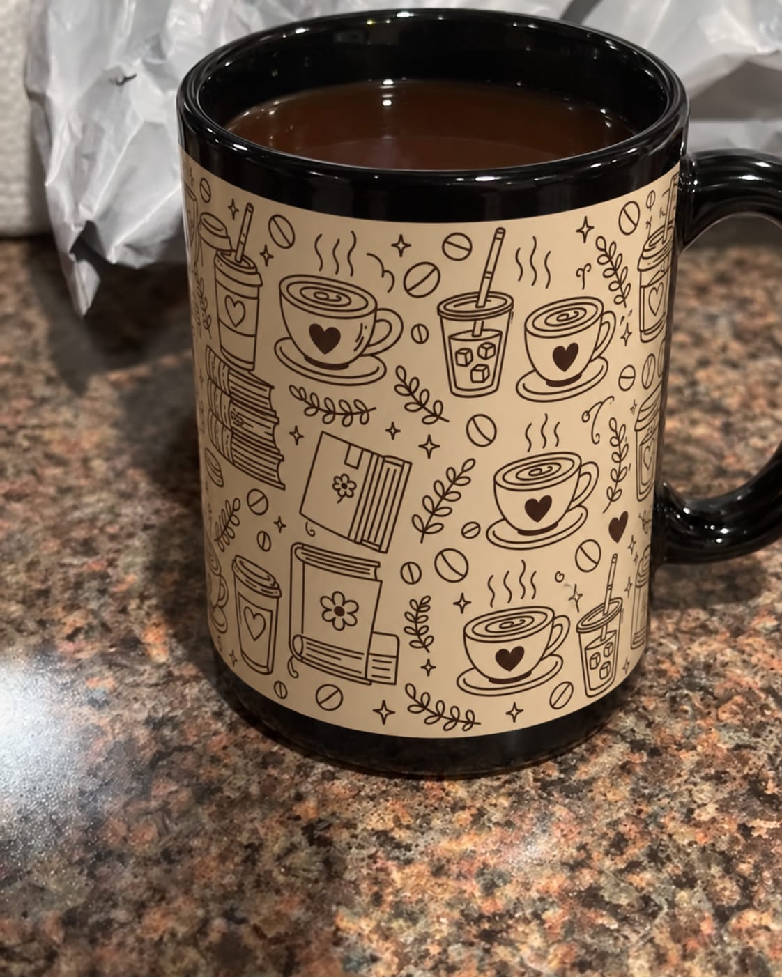 Customer photo review of Busy life. Soft moments. Black Mug