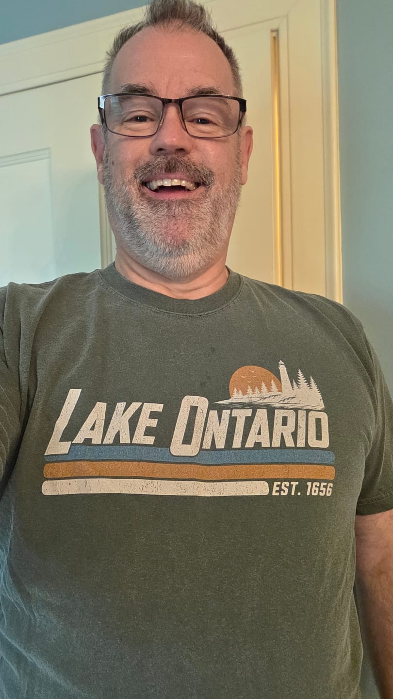 Customer photo review of Lake Ontario Retro Stripe T-Shirt