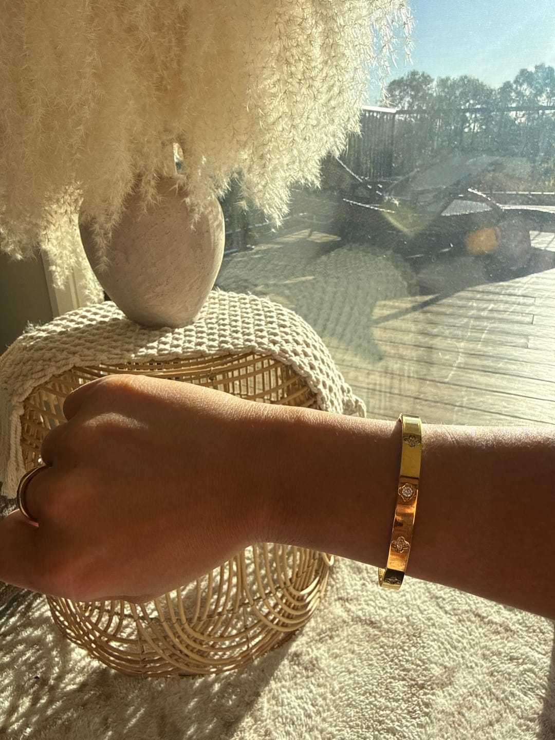 Customer photo review of Gold Clover Bangle