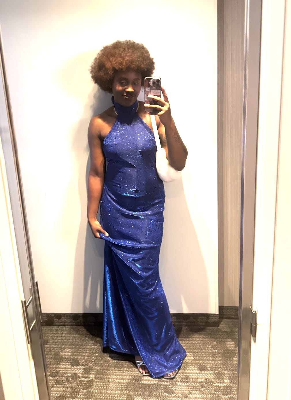 Customer photo review of Royal Blue Stretch Metallic Lurex
