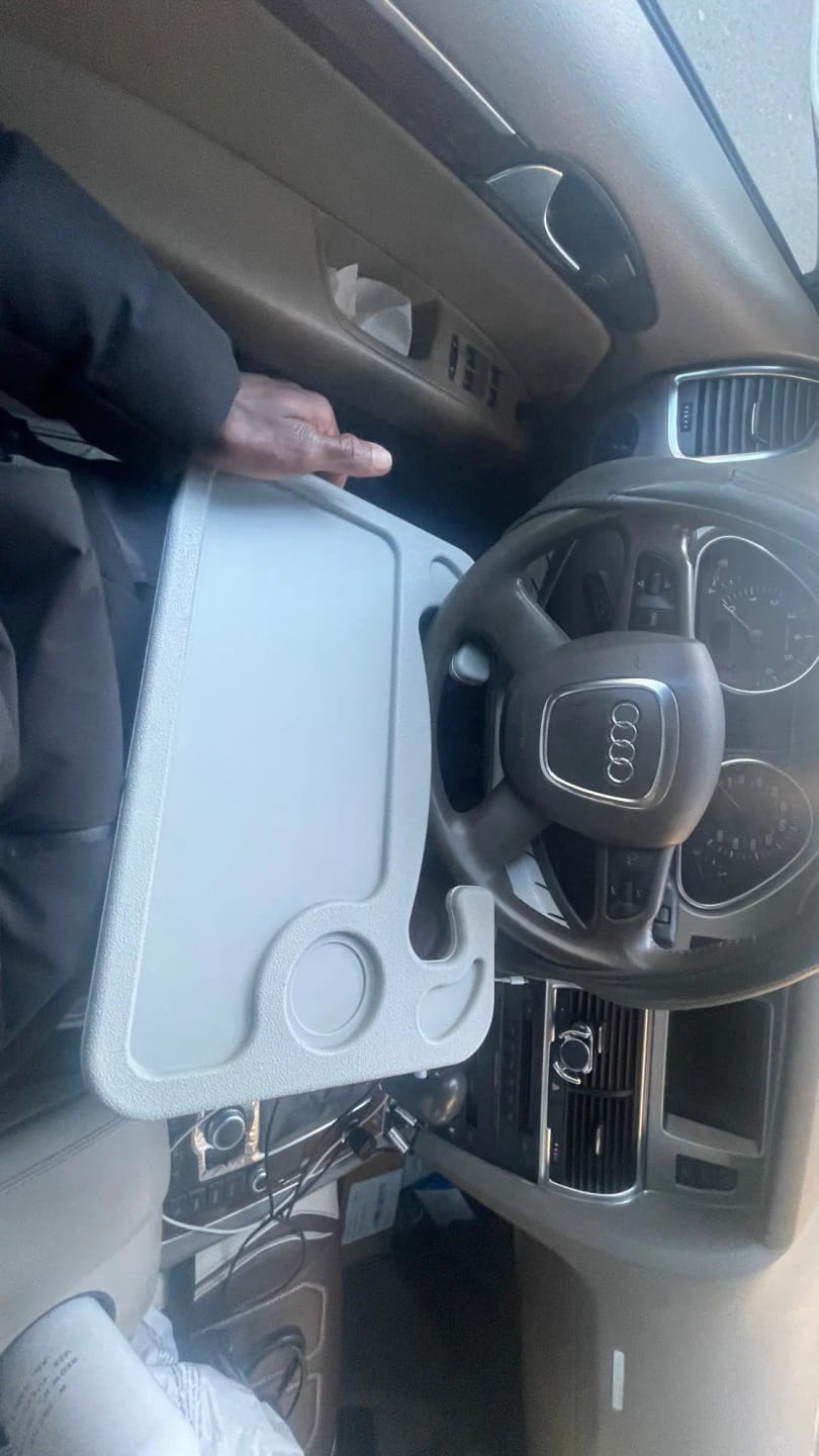 Customer photo review of Portable Car Laptop Computer Desk Mount Stand Eat Work Car Steering Wheel Dining Table BracketDrink Food Coffee Tray Board