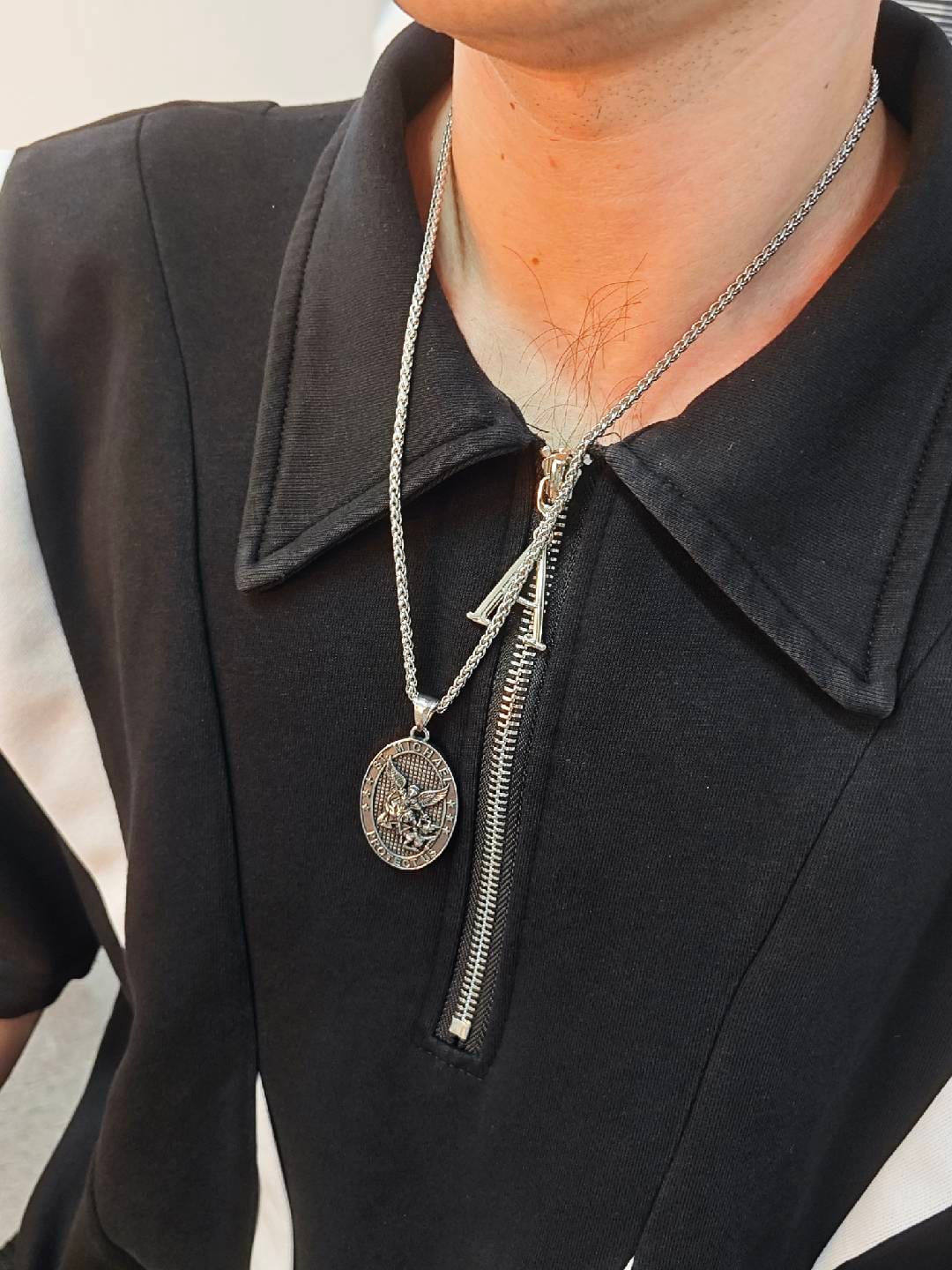 Customer photo review of Saint Michael Necklace