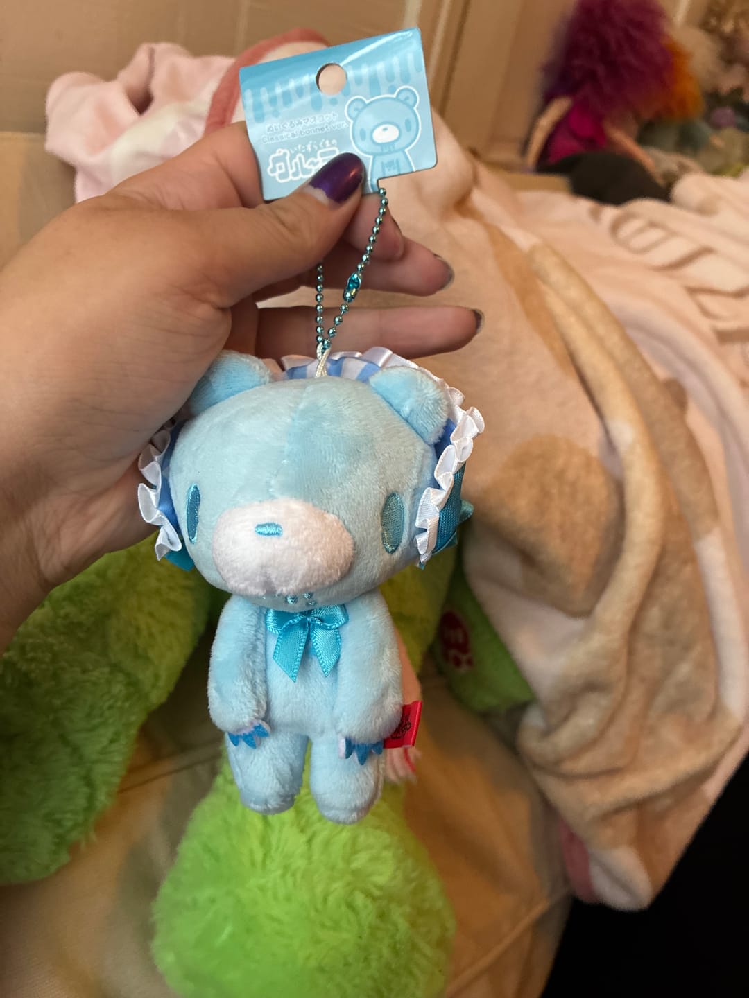 Customer photo review of Gloomy Bear Mini Lolita Soft Keychain (Sky Blue)