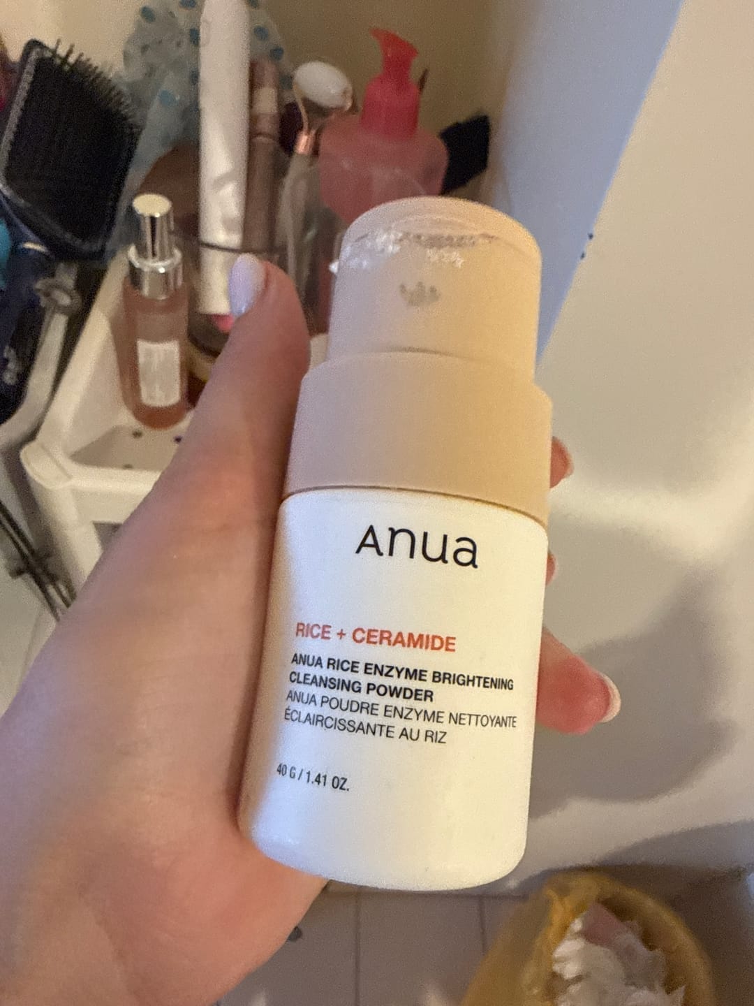 Customer photo review of Enzīmu pūderis ar rīsiem mirdzuma piešķiršanai ādai Anua Rice Enzyme Brightening Cleansing Powder