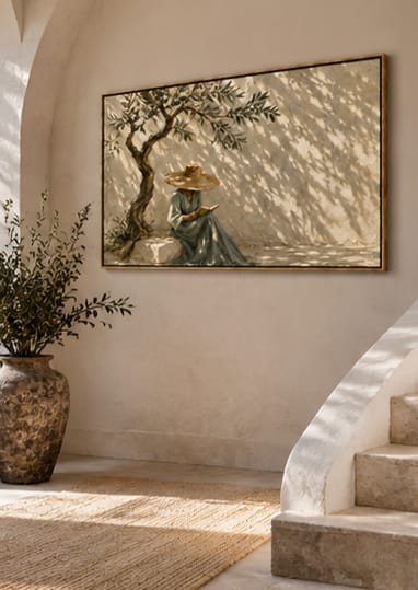 Customer photo review of Olive Shade-Reading Woman Painting