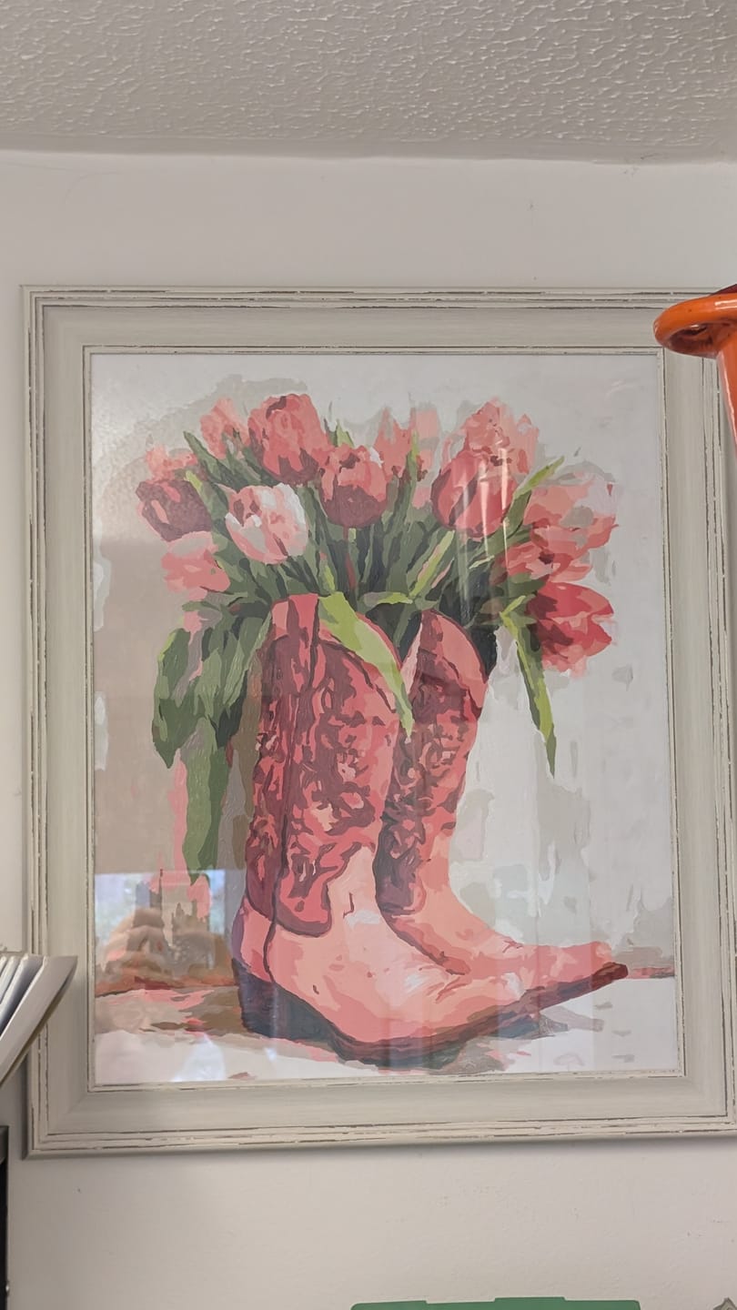 Customer photo review of A tulip cowgirl boots | Paint by Number