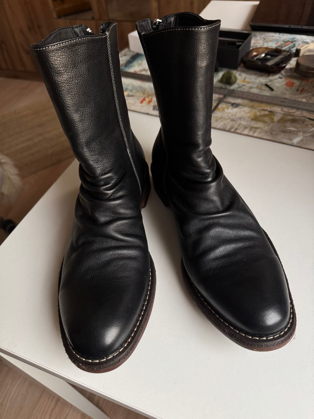 Customer photo review of Brass Heel Slouch Boot