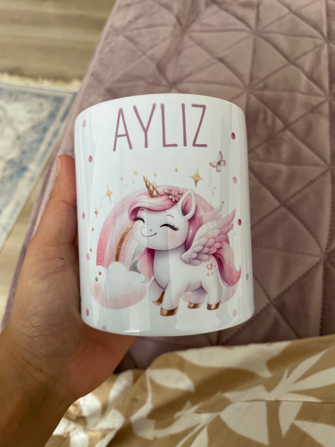 Customer photo review of Spardose Kinder aus Keramik - Einhorn