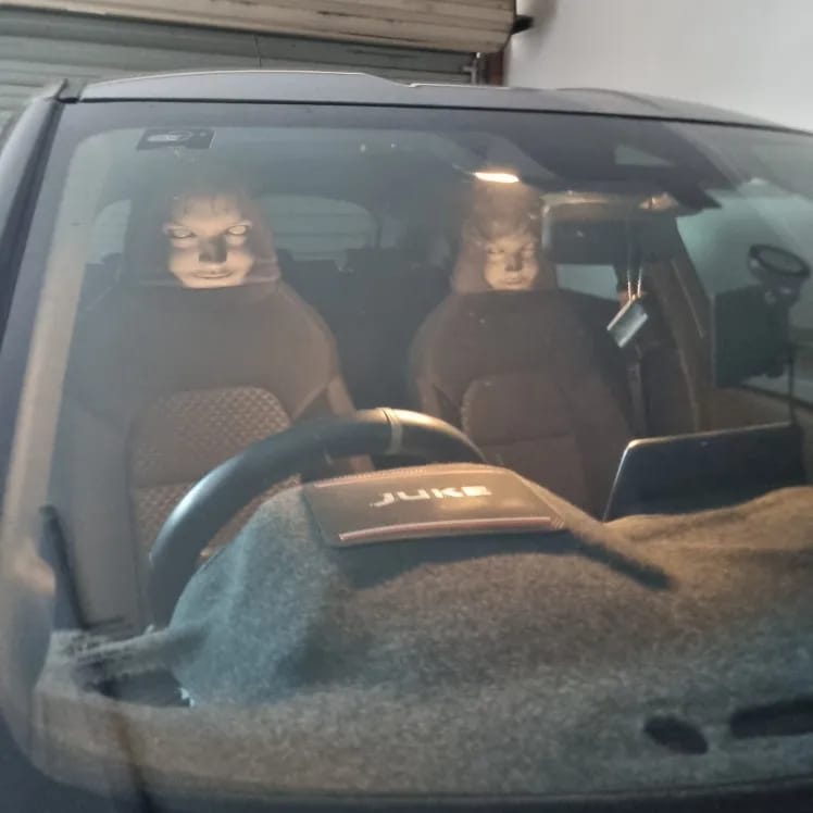 Customer photo review of SpookSeat™ Spooky Car Headrest Covers