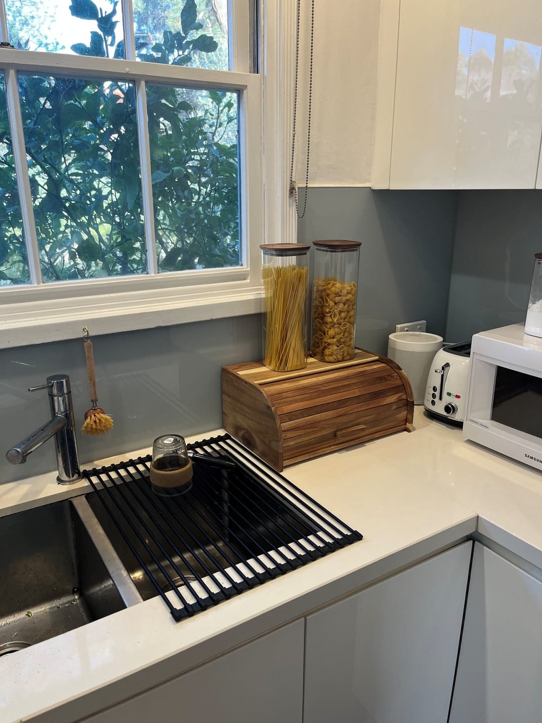 Customer photo review of Acacia Wood 27x17cm Roll Top Bread Bin