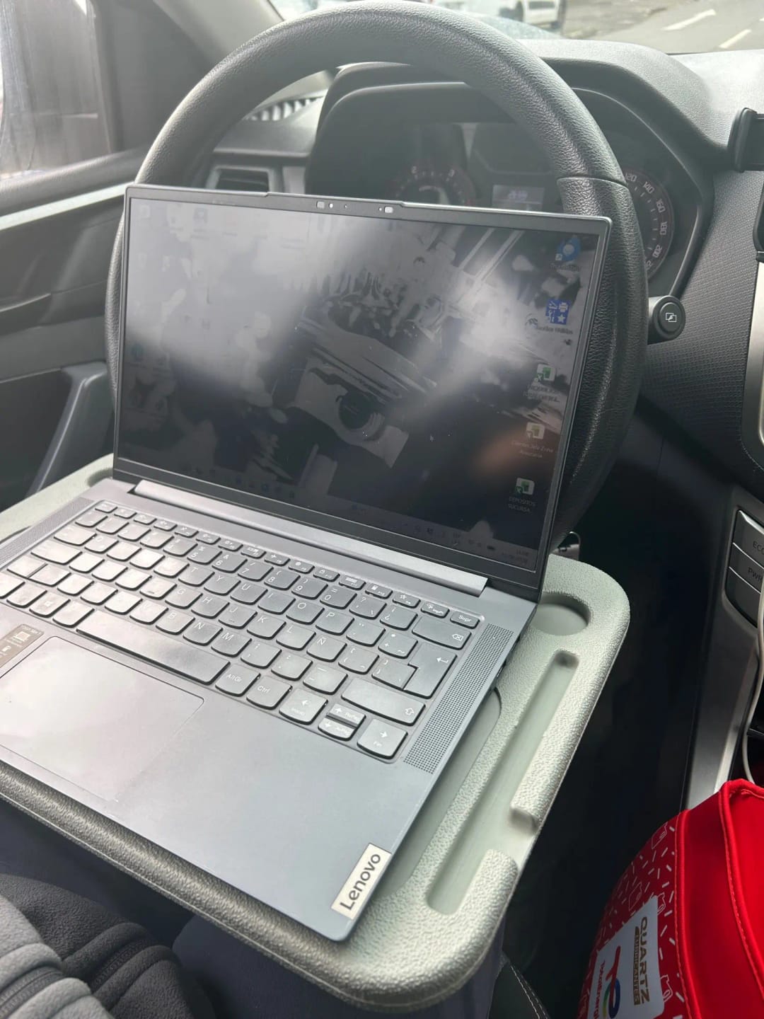 Customer photo review of Portable Car Laptop Computer Desk Mount Stand Eat Work Car Steering Wheel Dining Table BracketDrink Food Coffee Tray Board