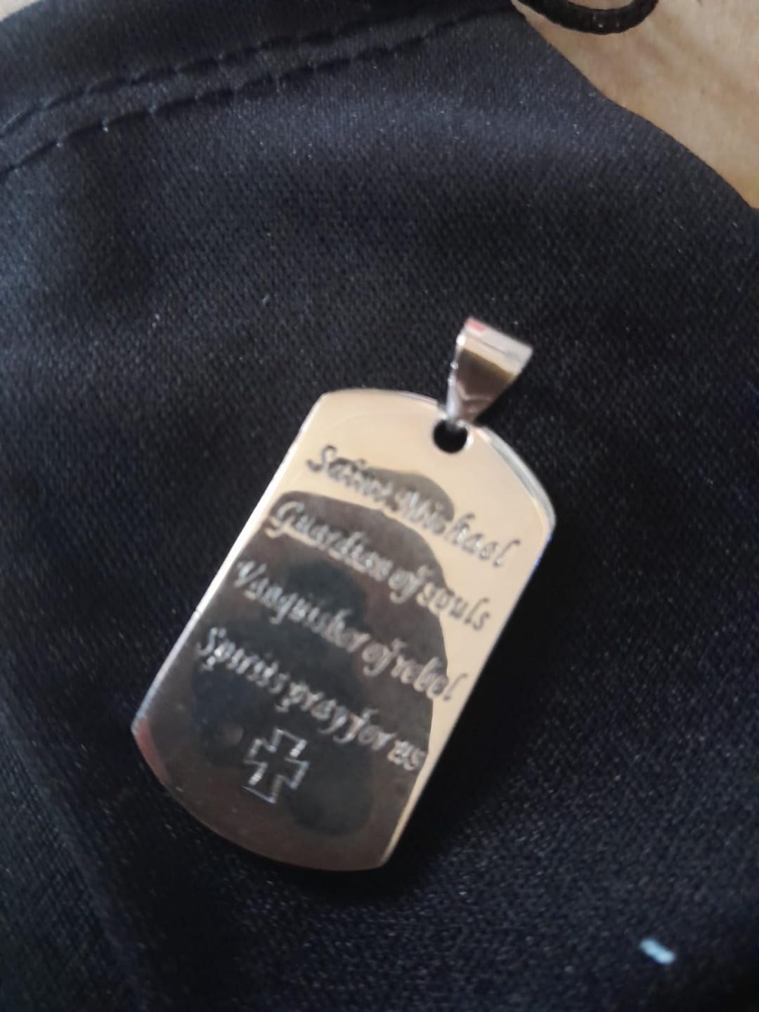 Customer photo review of Saint Michael Necklace